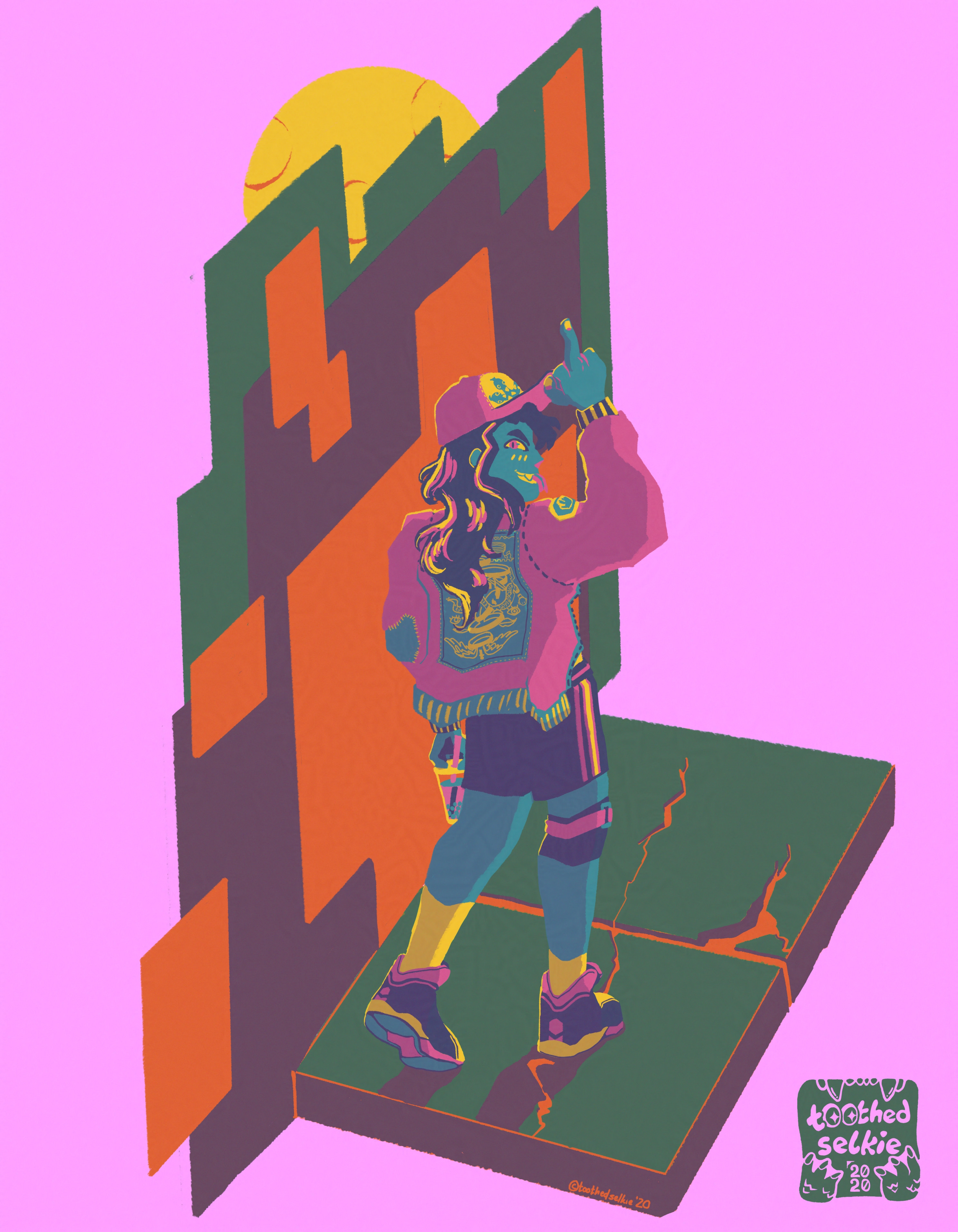 Mari on the Corner. A full description is available after this image.